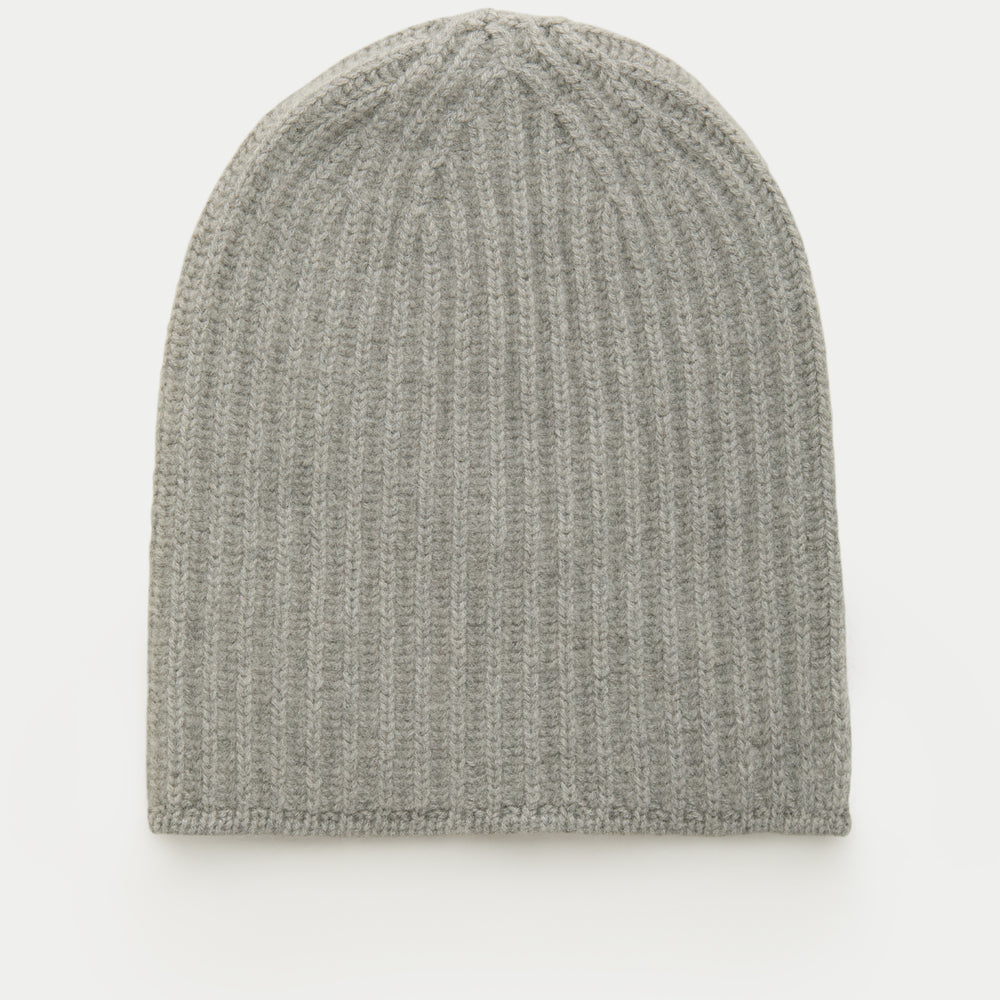 Wide Cuff Cashmere Beanie Grigio Chiaro