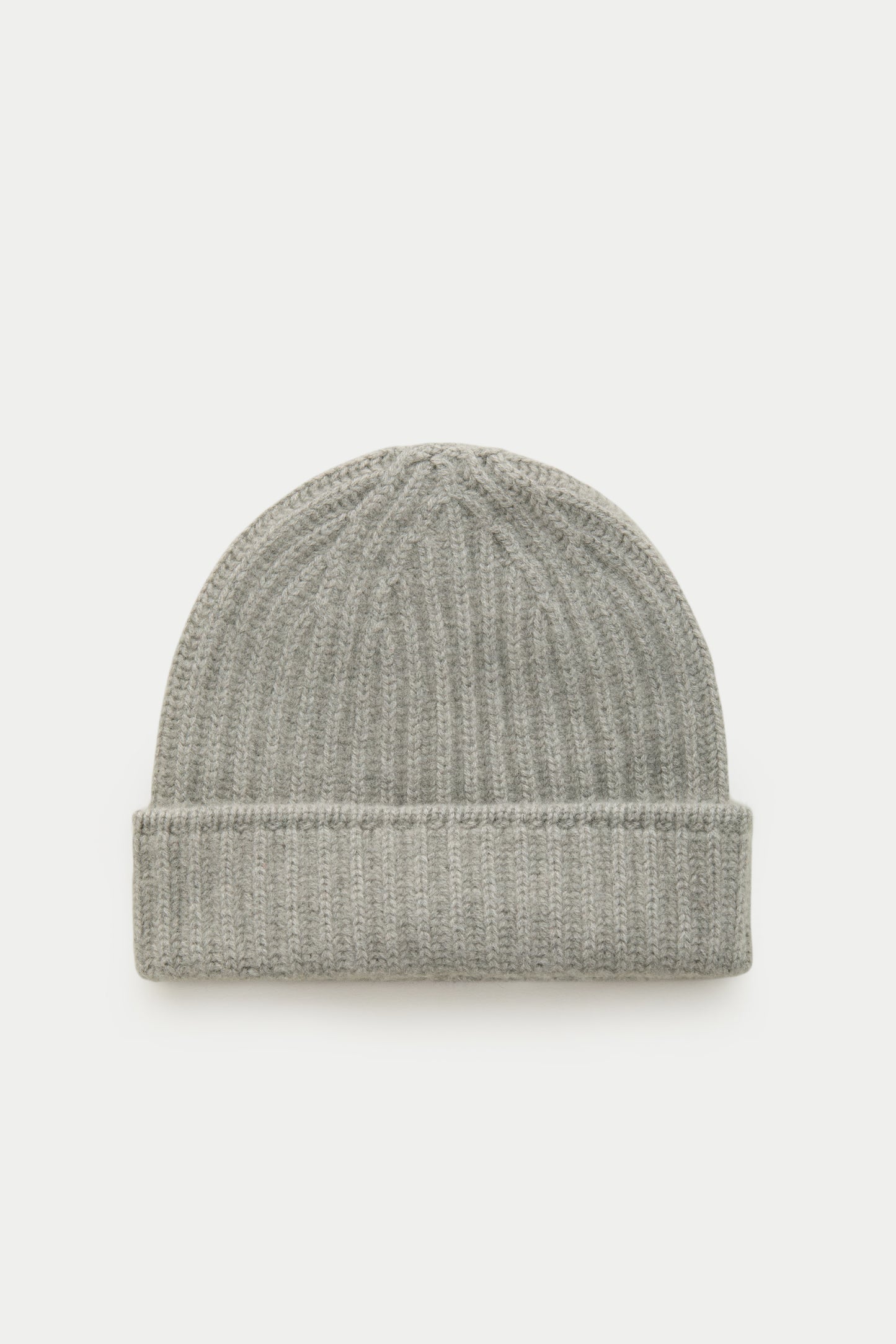 Wide Cuff Cashmere Beanie Grigio Chiaro