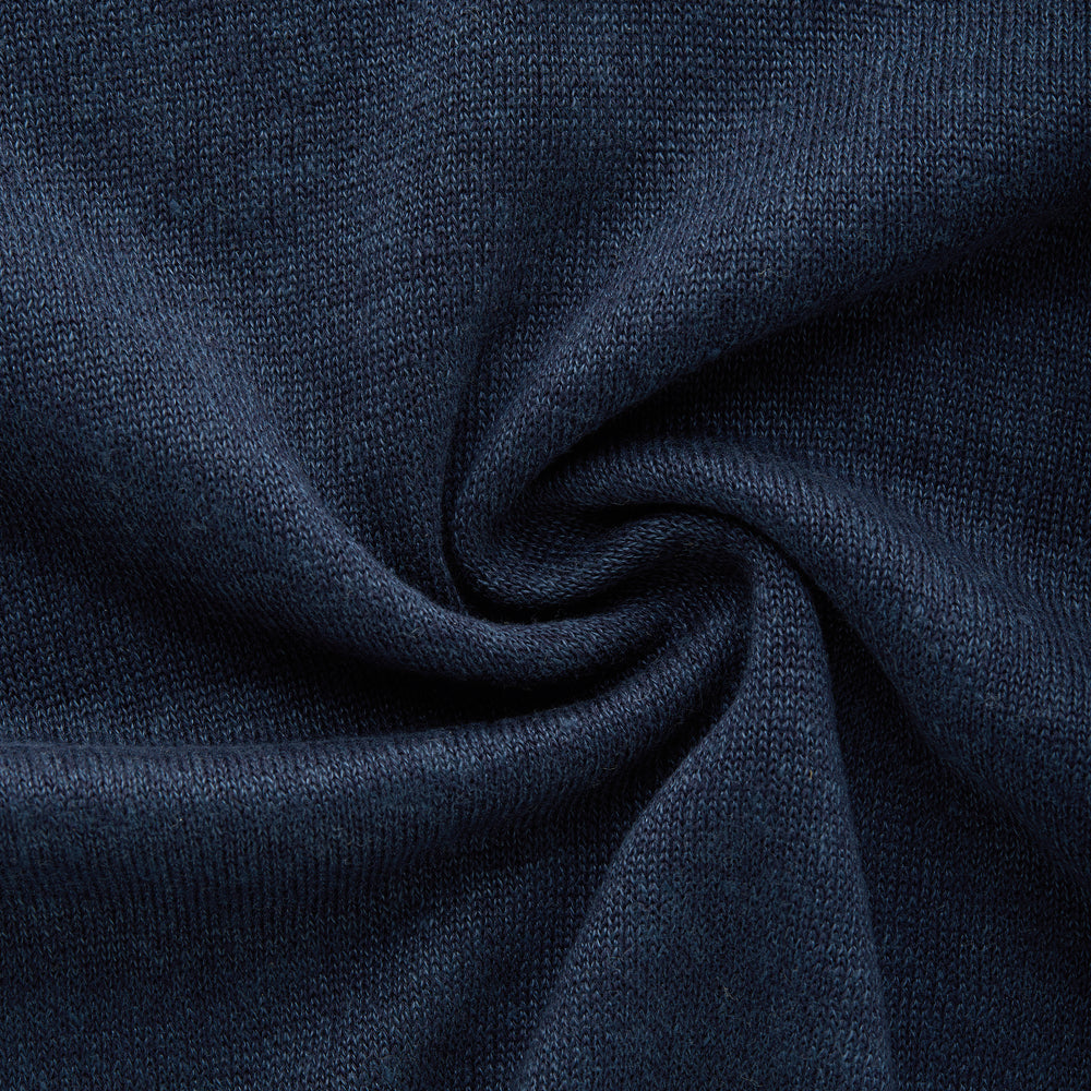 
                  
                    Short Sleeve Linen Cotton Knitted Johnny Collar Polo Navy
                  
                