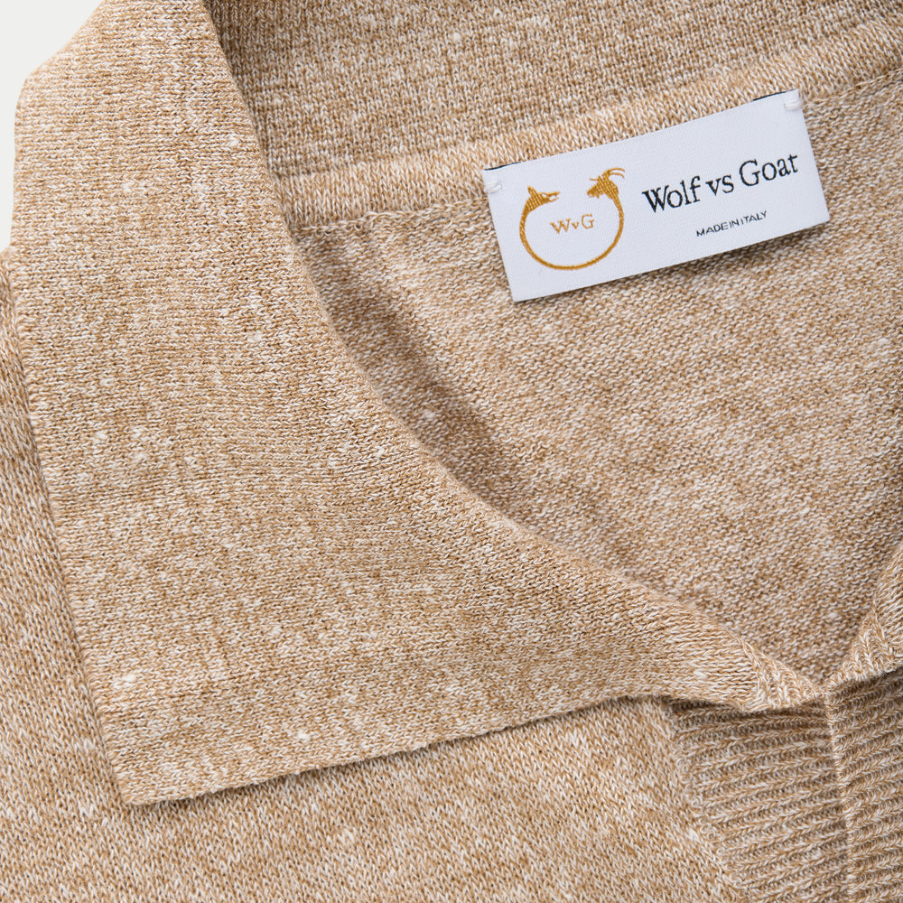 
                  
                    Short Sleeve Linen Cotton Knitted Johnny Collar Polo Wheat
                  
                