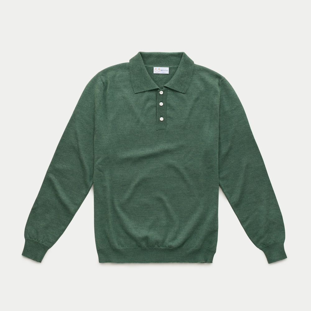 Wool Knitted Long Sleeve Polo Abete