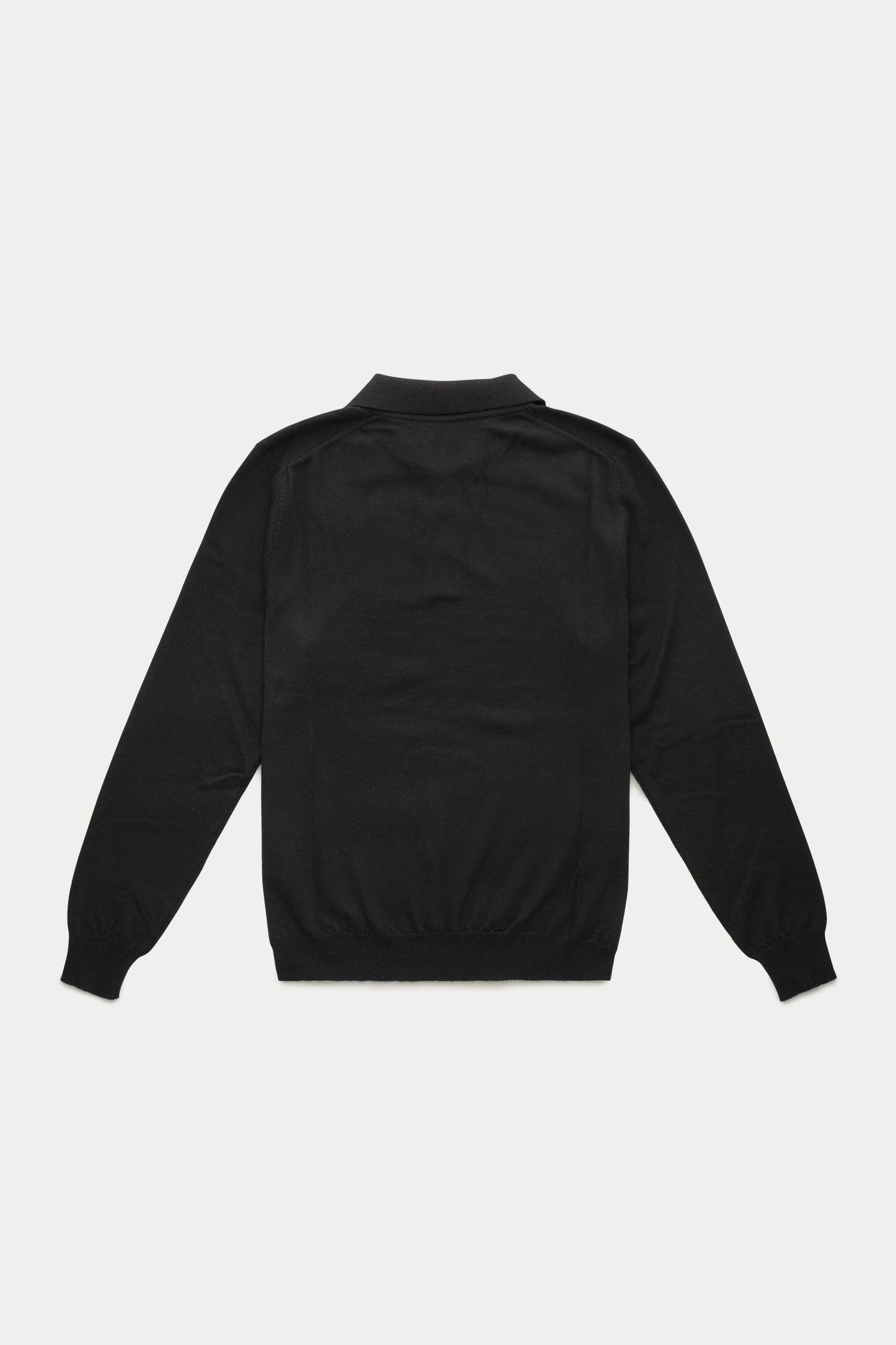 Wool Knitted Long Sleeve Polo Black