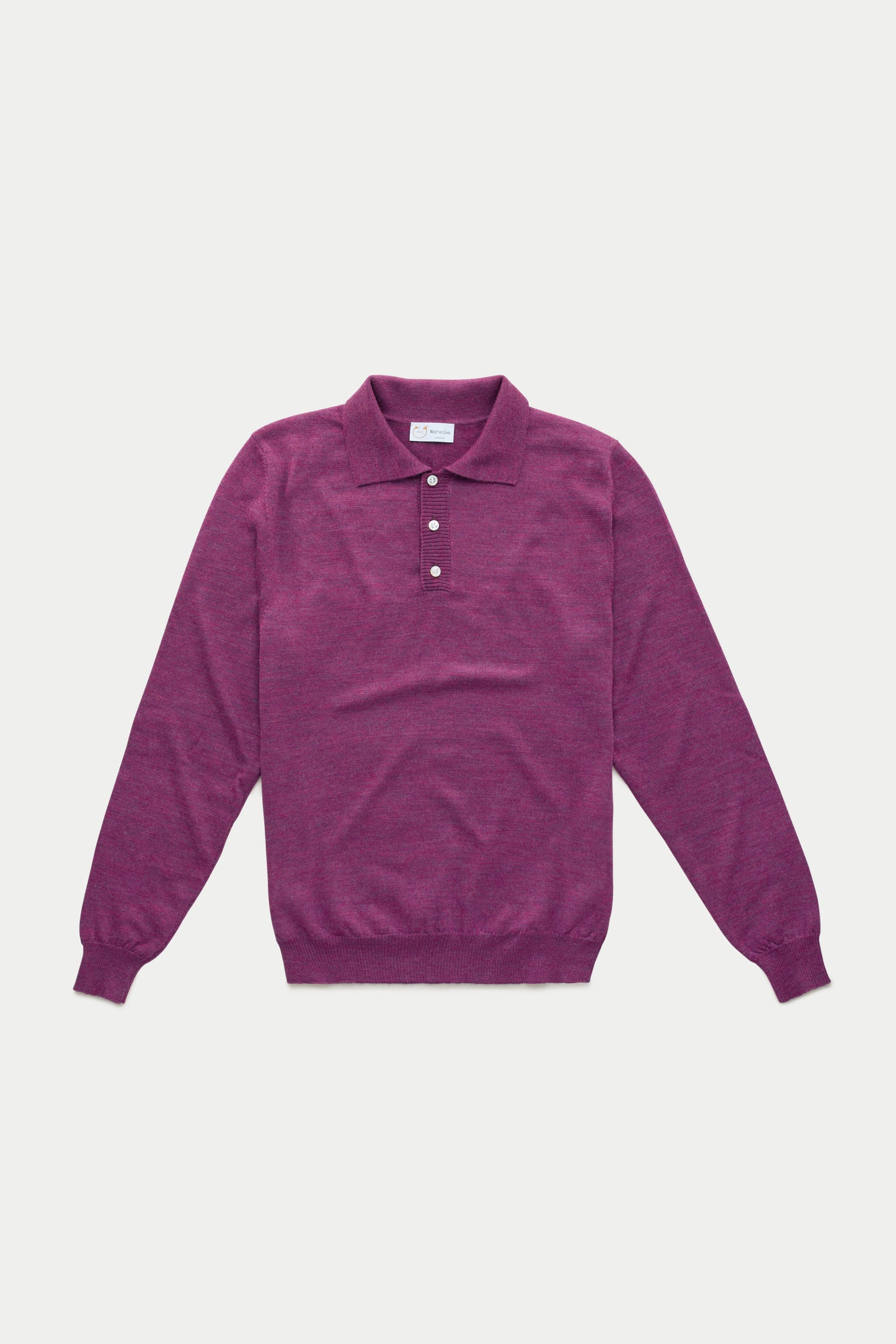 Wool Knitted Long Sleeve Polo Purple