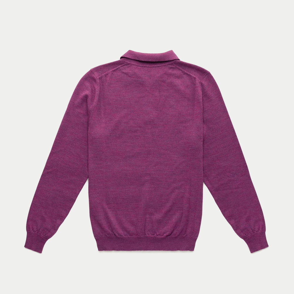Wool Knitted Long Sleeve Polo Purple