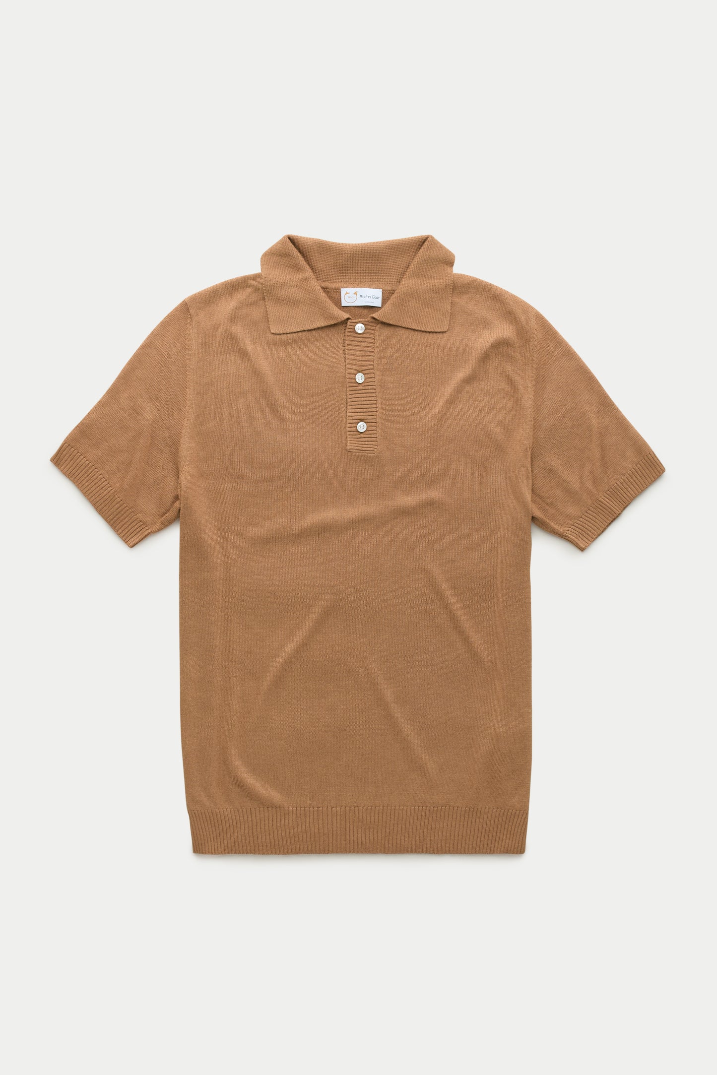 Bamboo Cashmere Knitted Short Sleeve Polo Camel