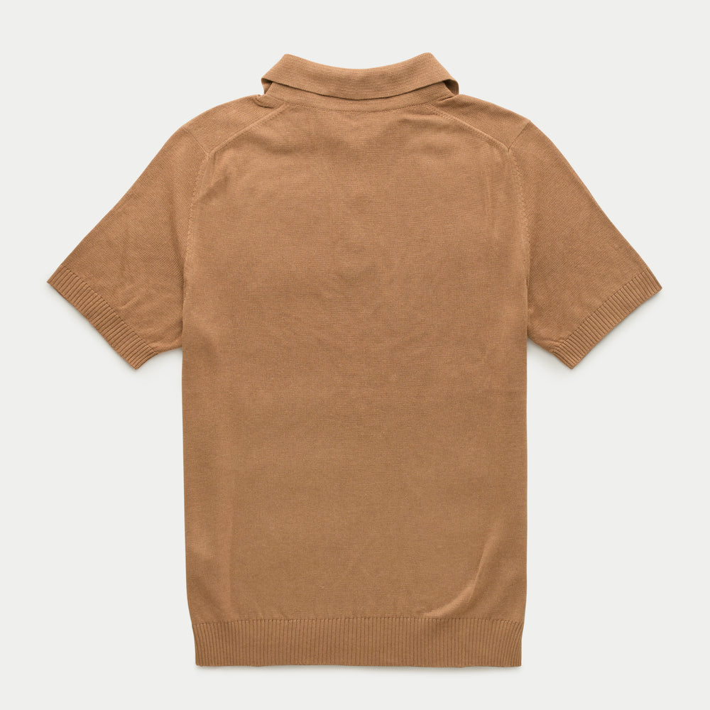 Bamboo Cashmere Knitted Short Sleeve Polo Camel