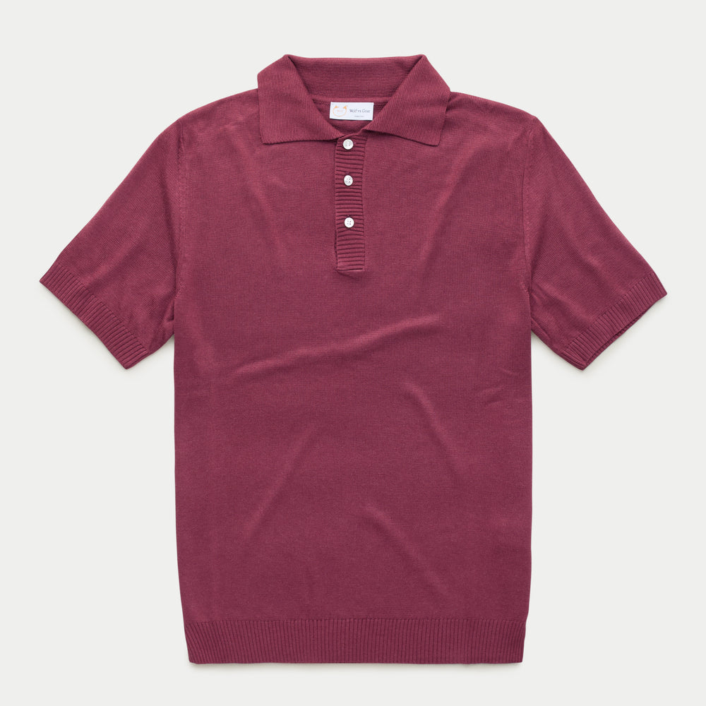 Bamboo Cashmere Knitted Short Sleeve Polo Plum