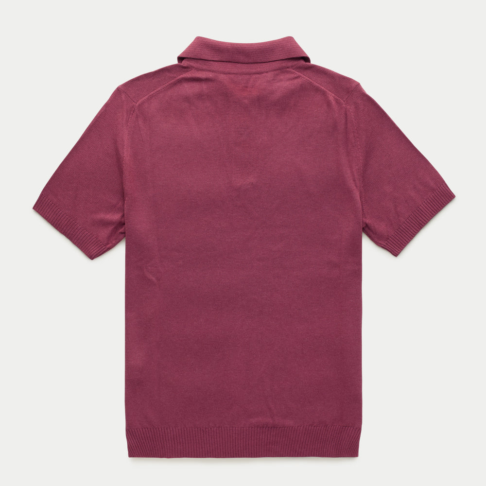 Bamboo Cashmere Knitted Short Sleeve Polo Plum