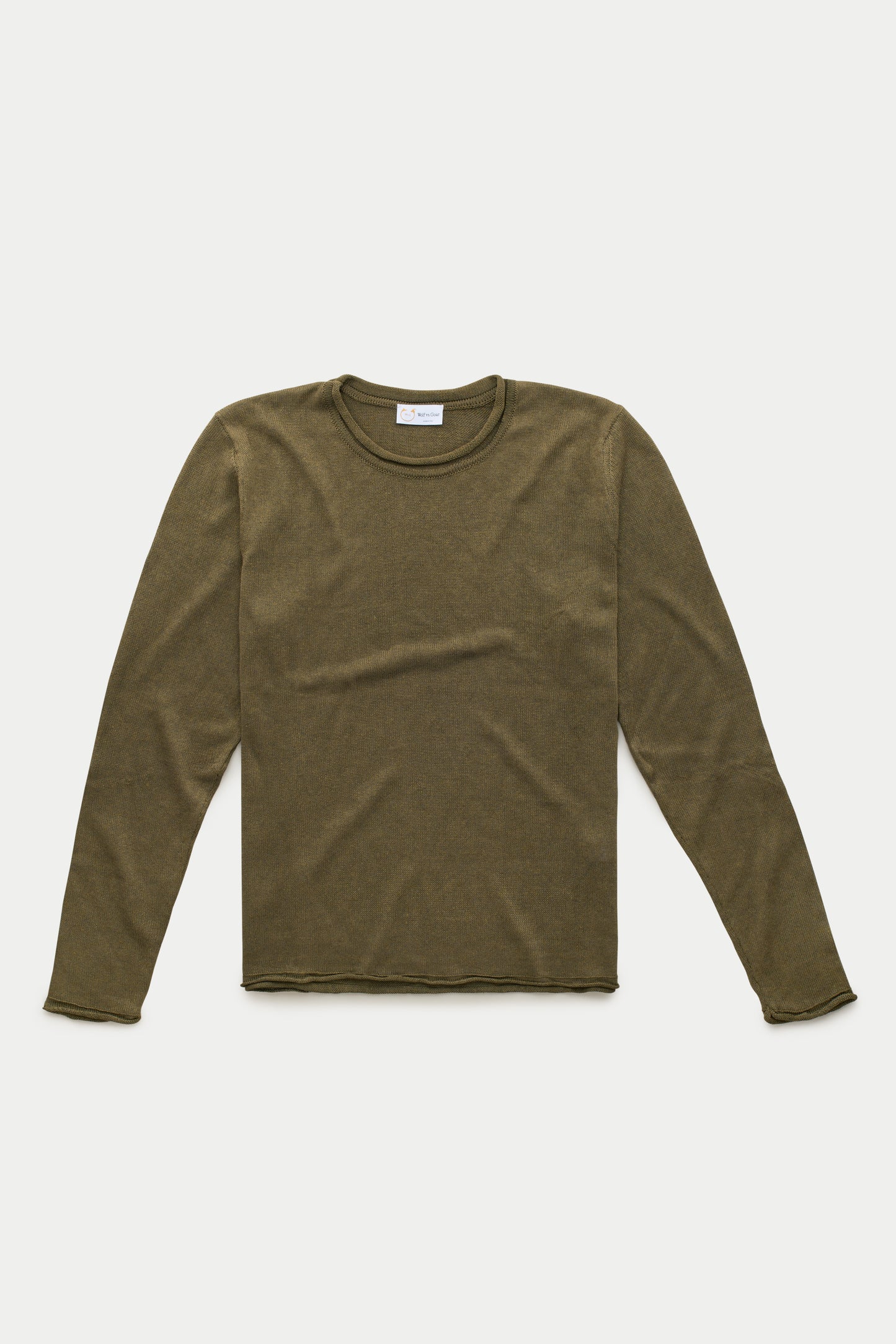 Long Sleeve Knitted Linen Cotton Roll Neck Forest