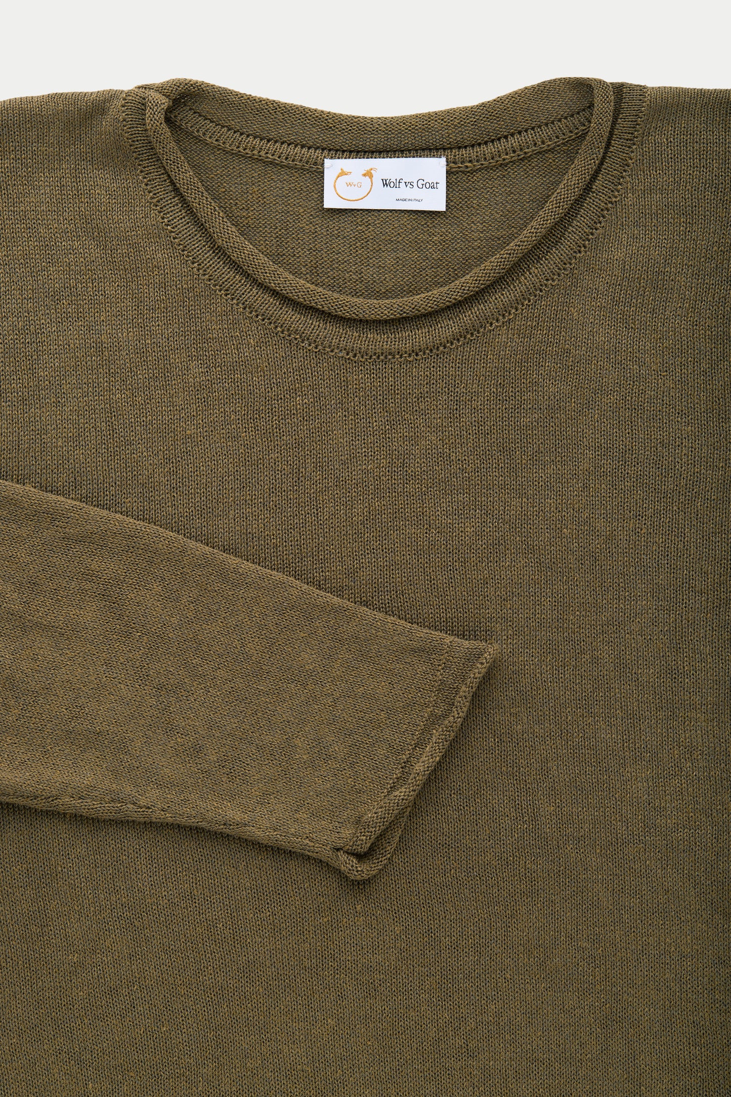 Long Sleeve Knitted Linen Cotton Roll Neck Forest