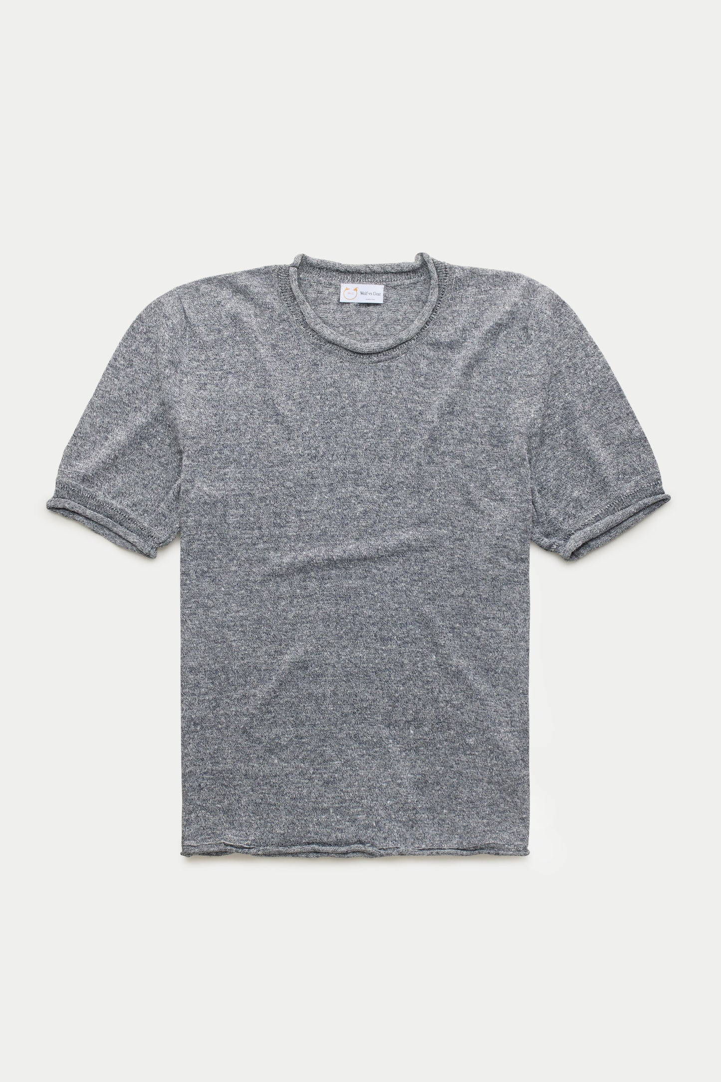 Short Sleeve Knitted Linen Cotton Roll Neck Temporale