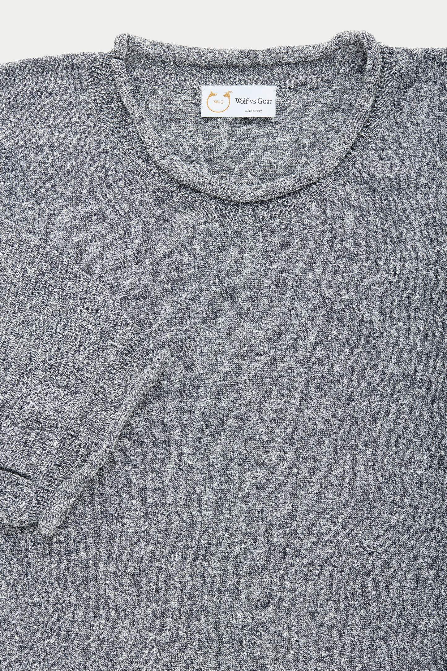 Short Sleeve Knitted Linen Cotton Roll Neck Temporale