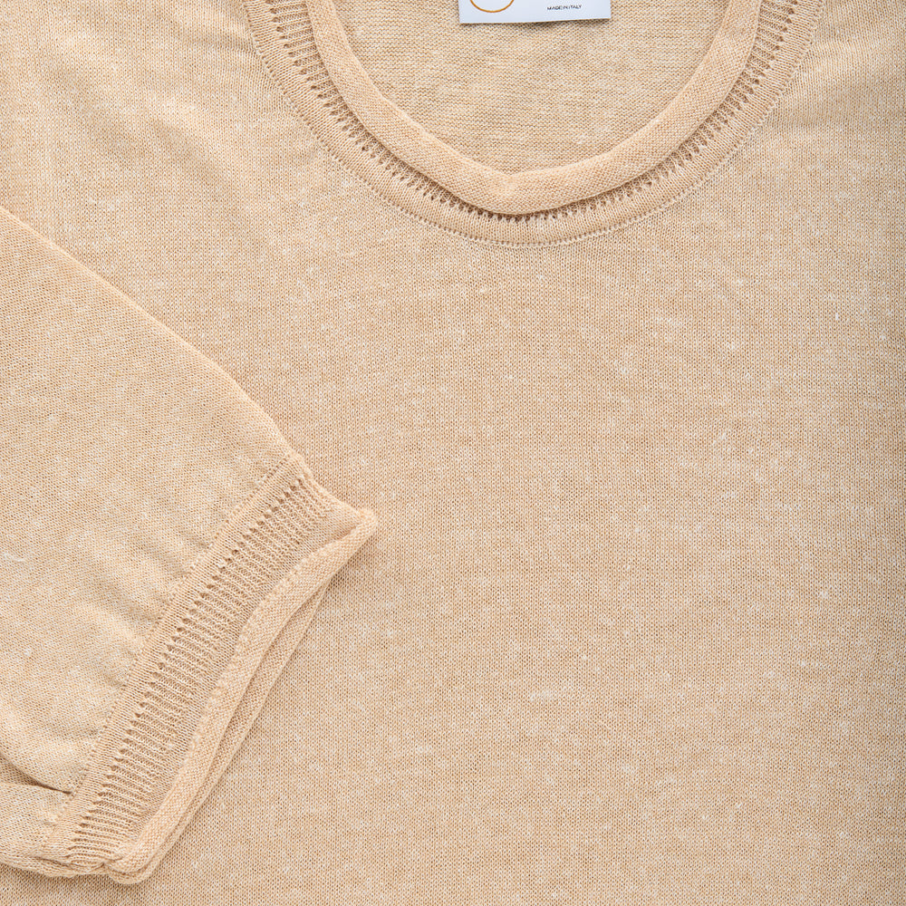 Short Sleeve Knitted Linen Cotton Roll Neck Grano