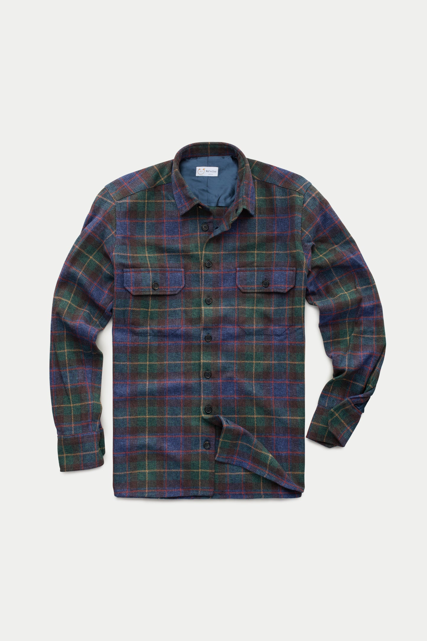 Cotton Shirt Jacket Green and Blue Plaid