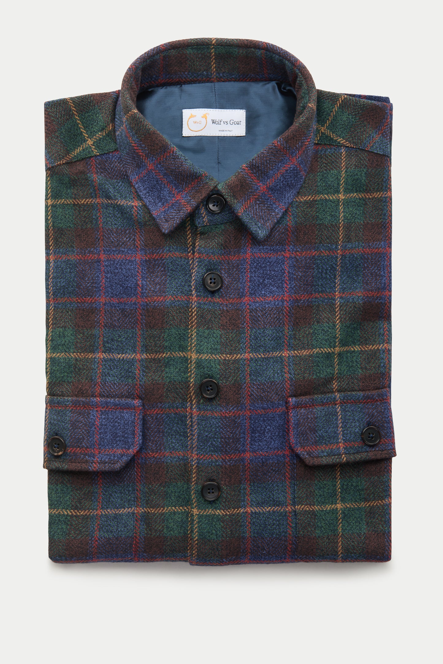 Cotton Shirt Jacket Green and Blue Plaid