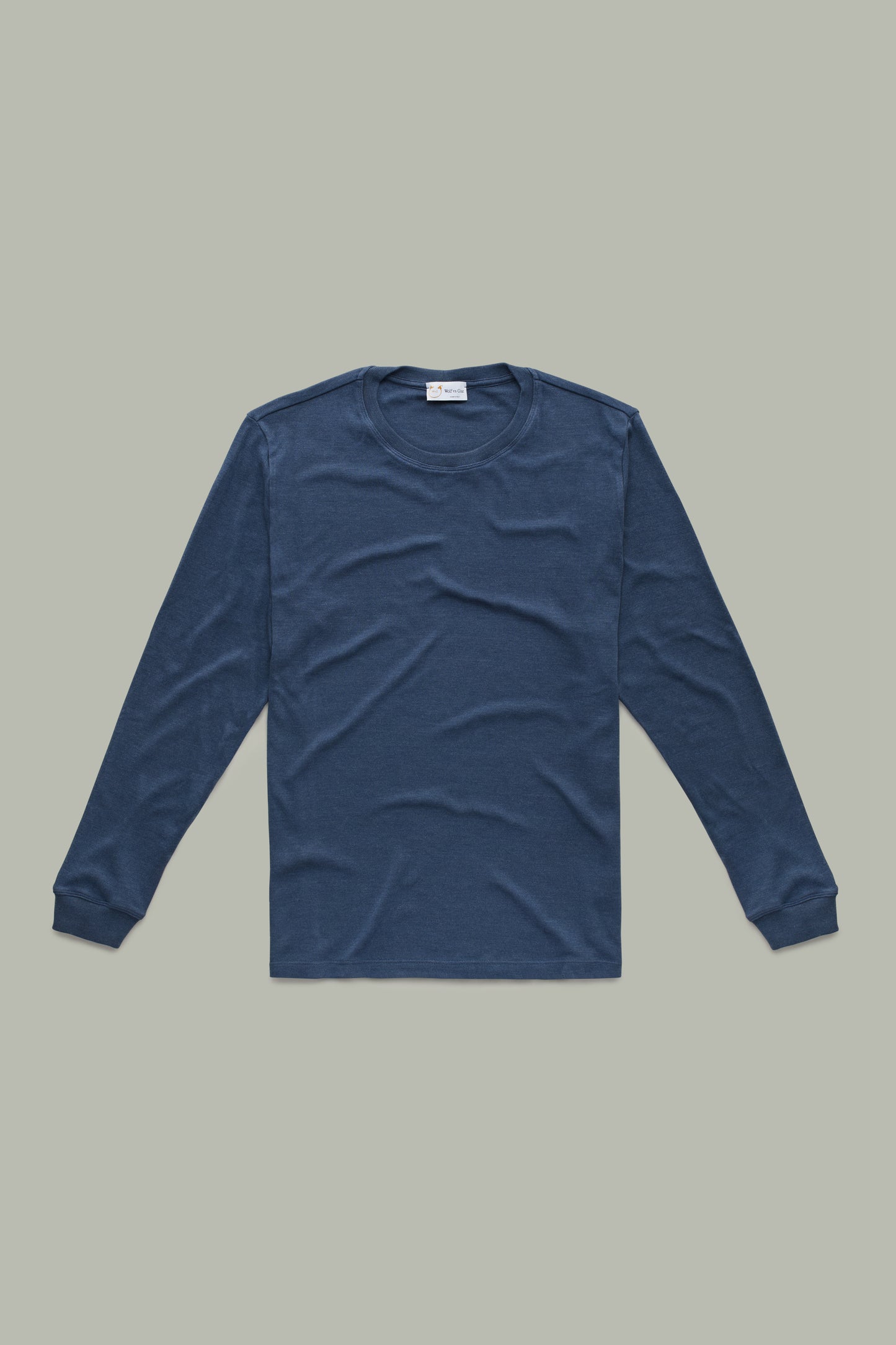 Domitian Long Sleeve Crew Neck Navy Melange Piece Dyed