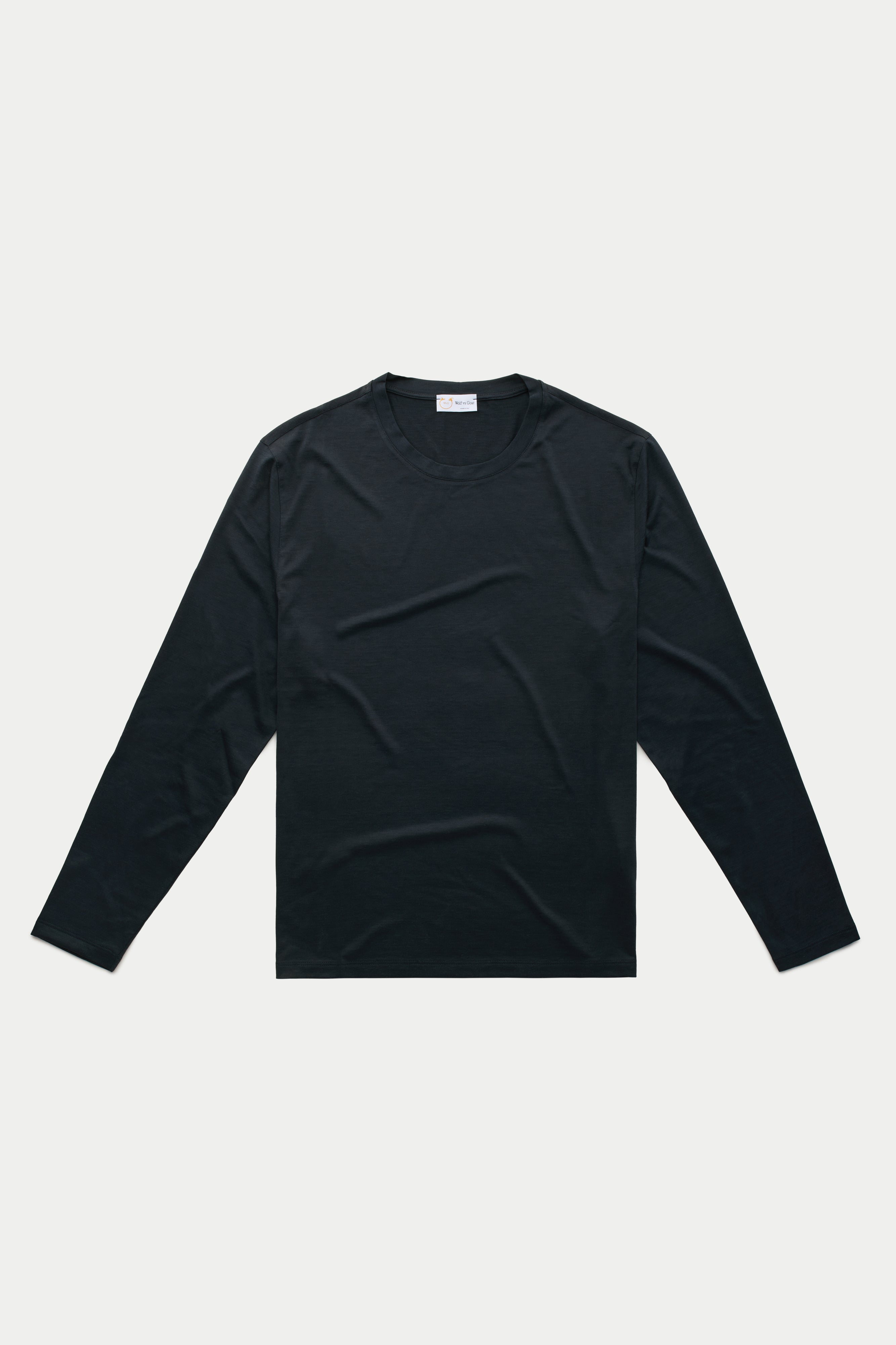 【新品】COTTON SILK L/S CREW NECK Wolf vs Goat Silk Cotton Crew Neck T-Shirt in Midnight