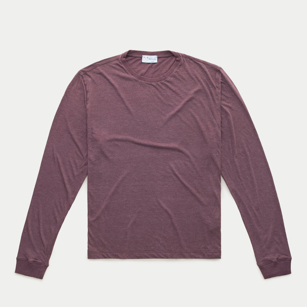 Bamboo Sorona Long Sleeve Crew Neck T-Shirt Mulberry Wine