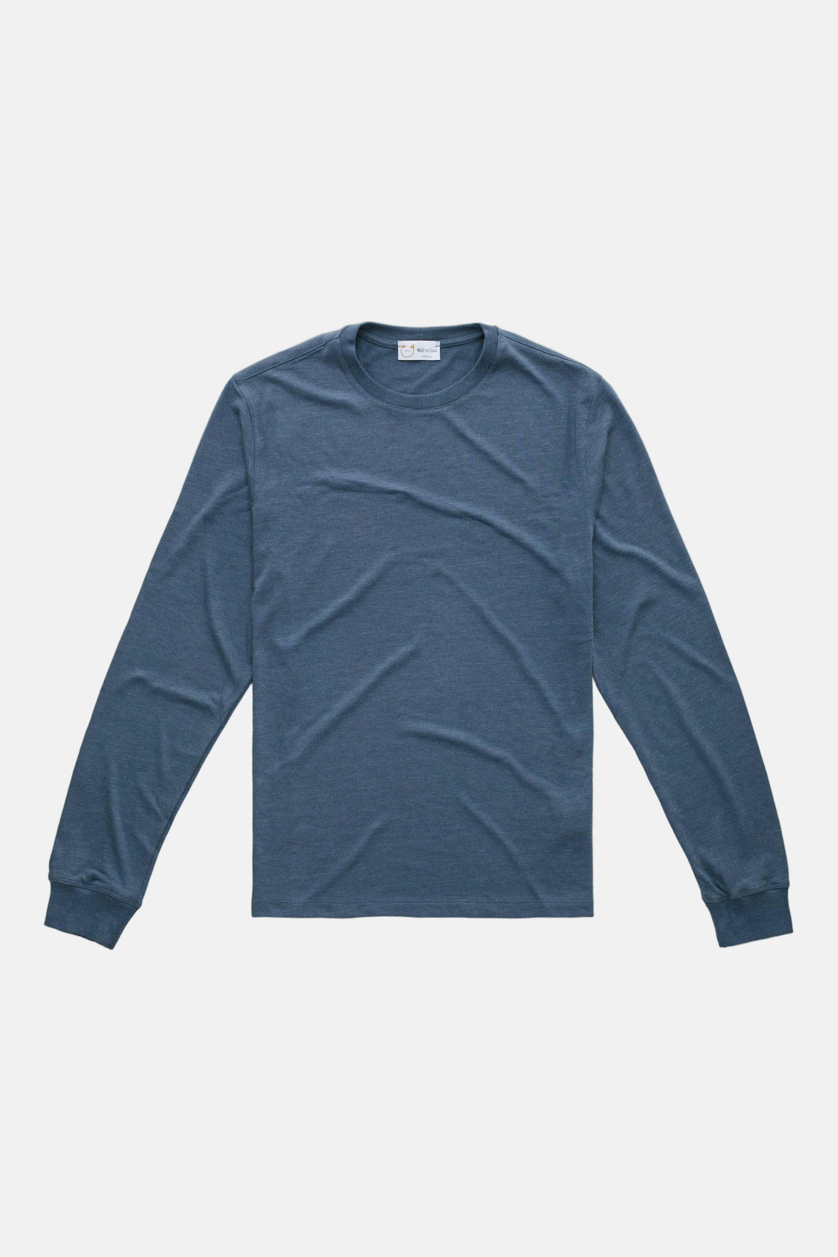Wolf vs Goat Navy Crew: Luxury Bamboo-Sorona Long Sleeve