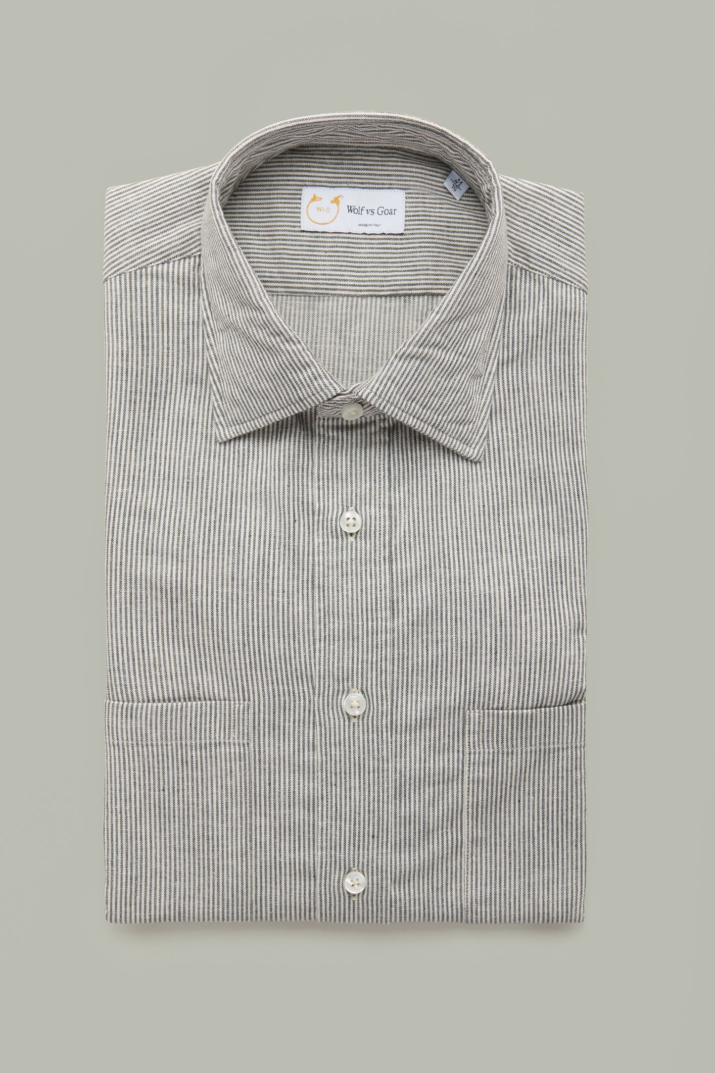 Hickory Striped Cotton Button Up Shirt Slim Fit