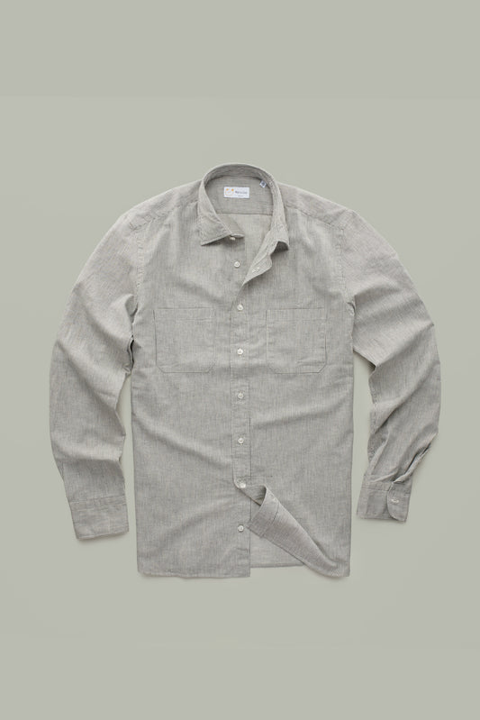 Hickory Striped Cotton Button Up Shirt Regular Fit