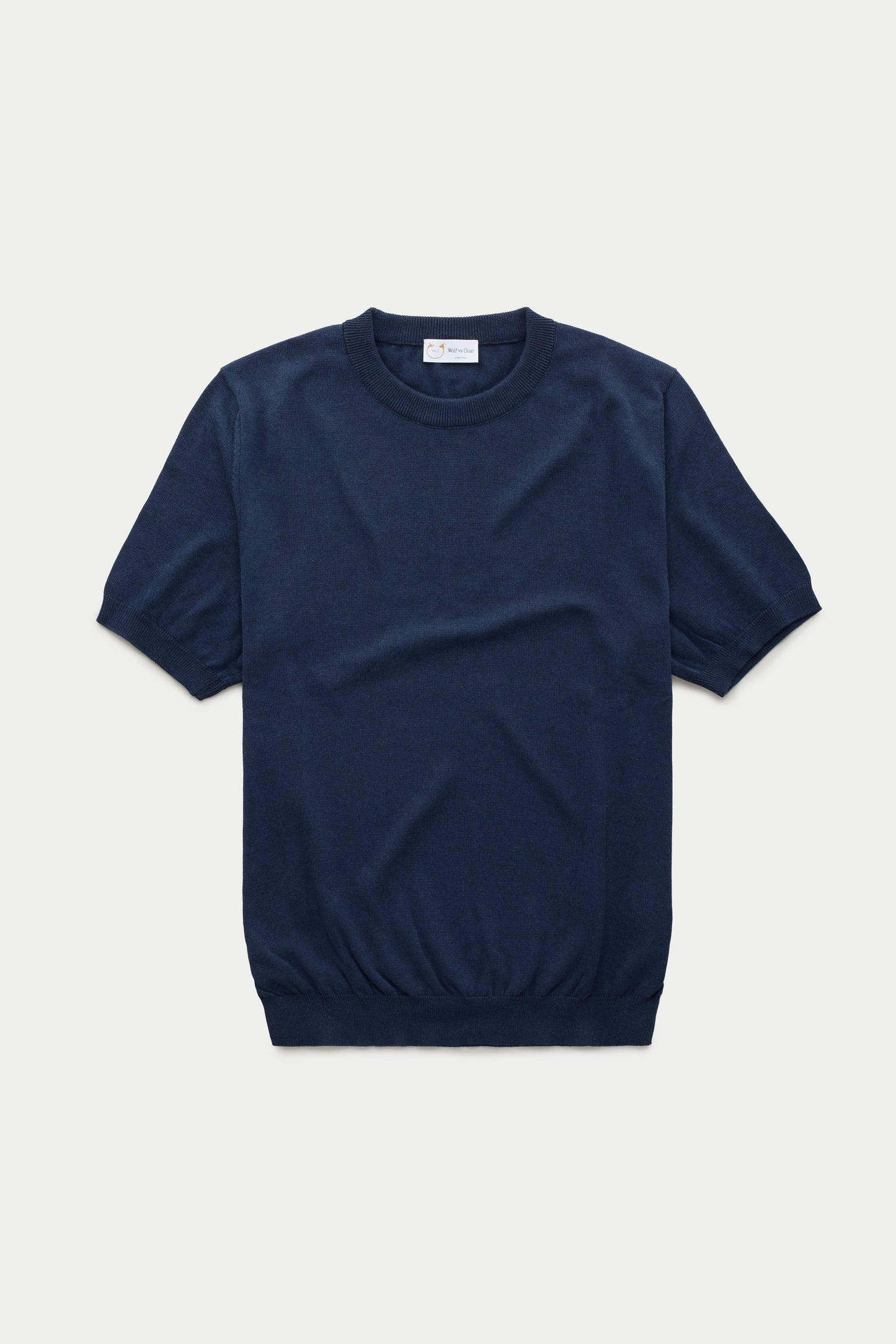 Short Sleeve Cotton Knitted Crewneck Dark Navy