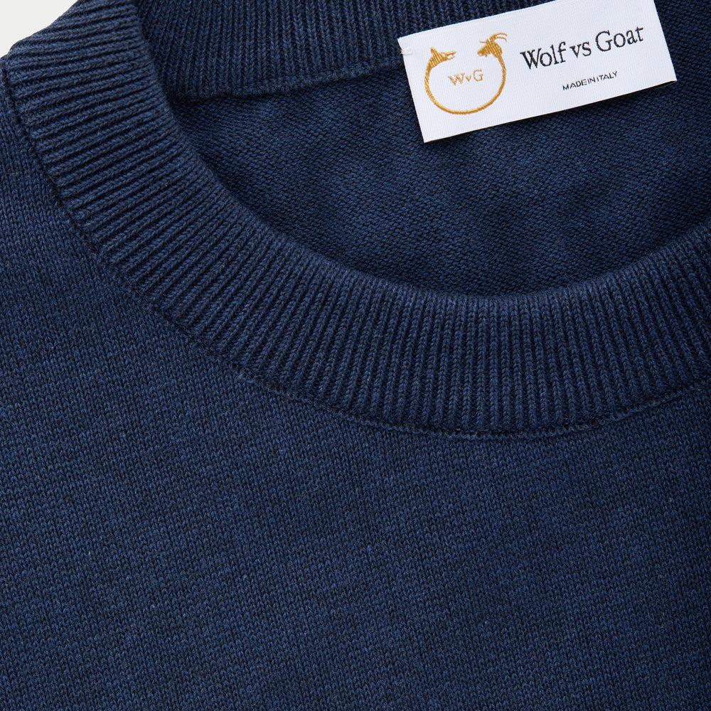 
                  
                    Short Sleeve Cotton Knitted Crewneck Dark Navy
                  
                