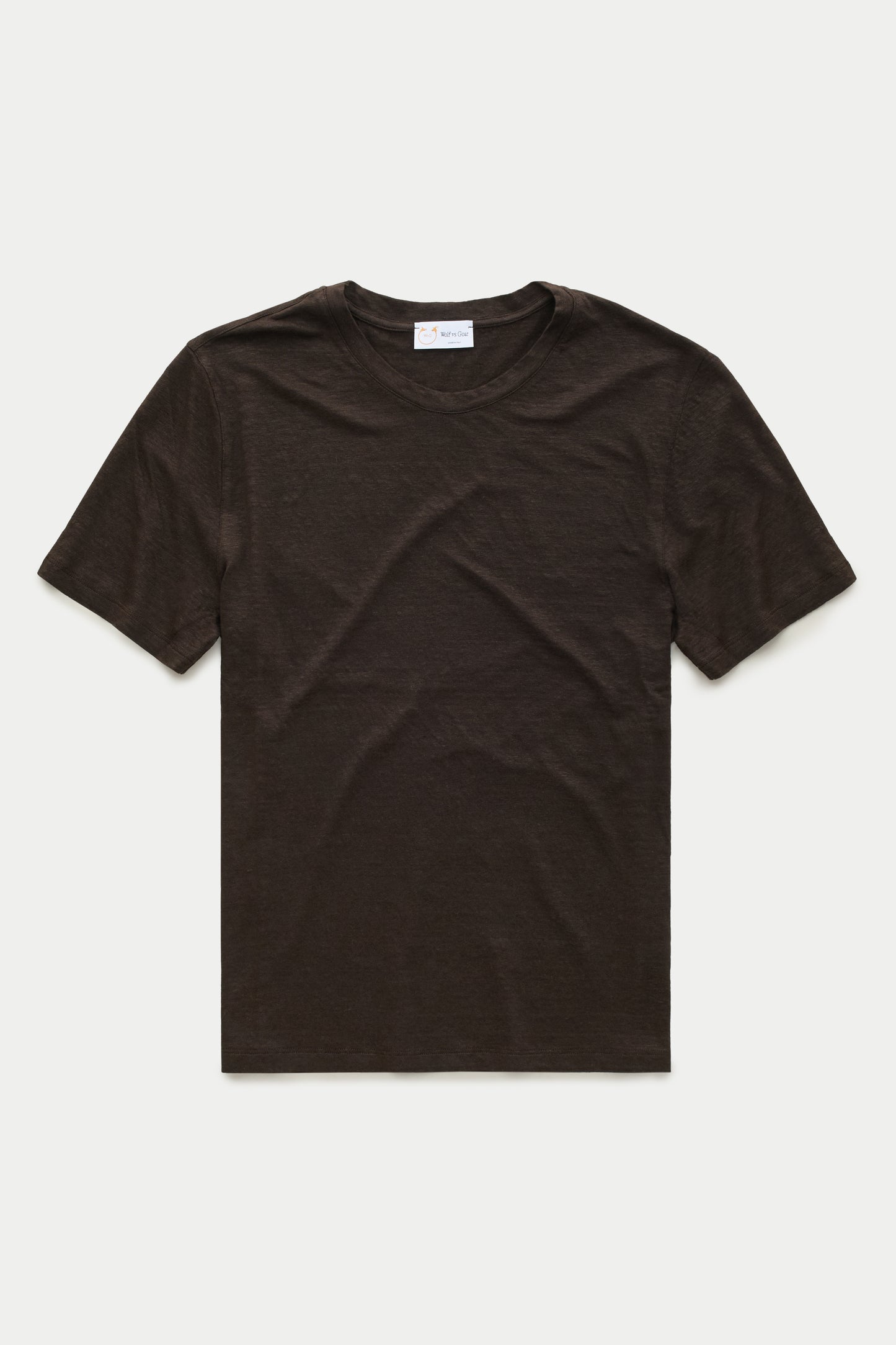 Short Sleeve Linen Crew Neck Tee Chocolate