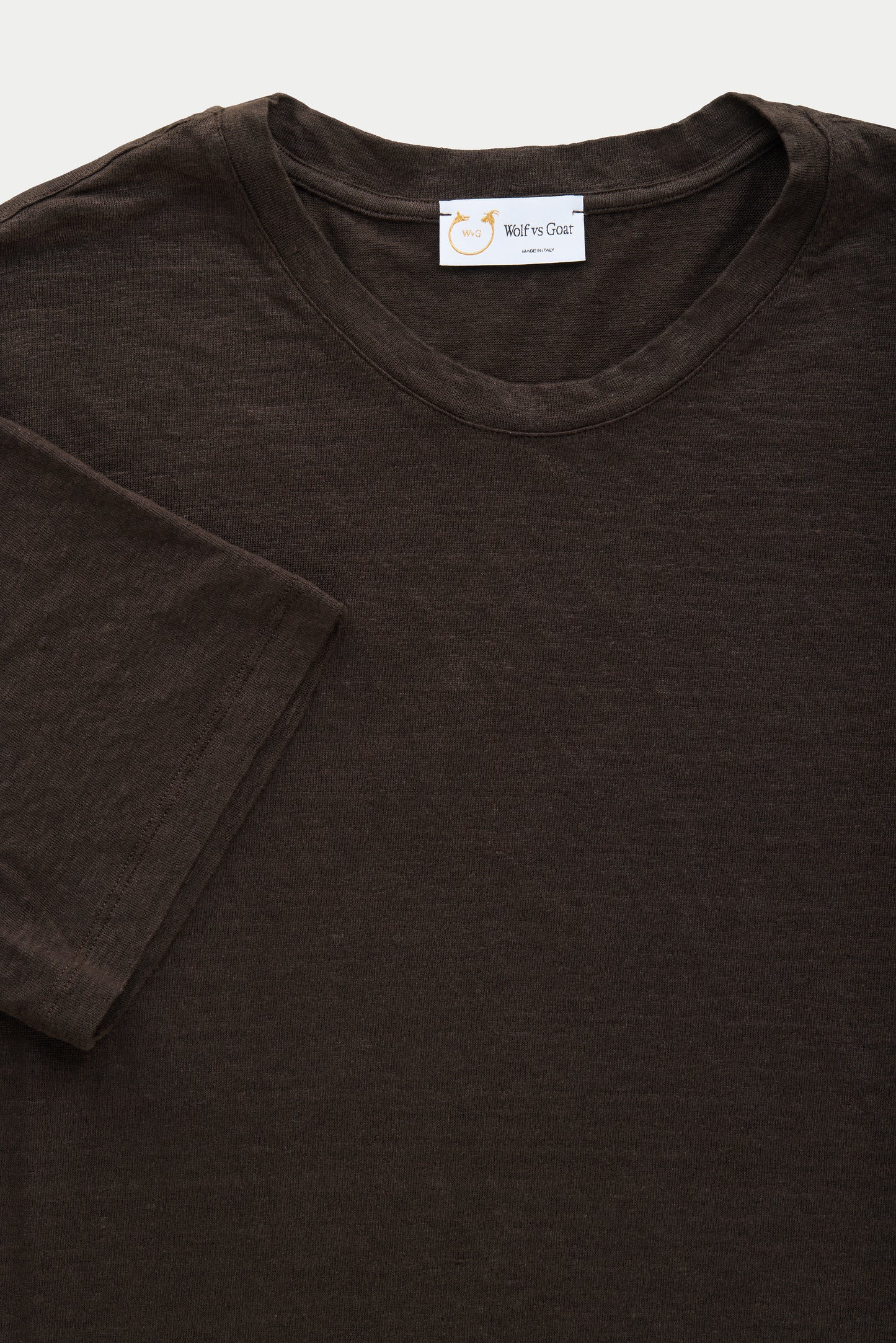 Short Sleeve Linen Crew Neck Tee Chocolate