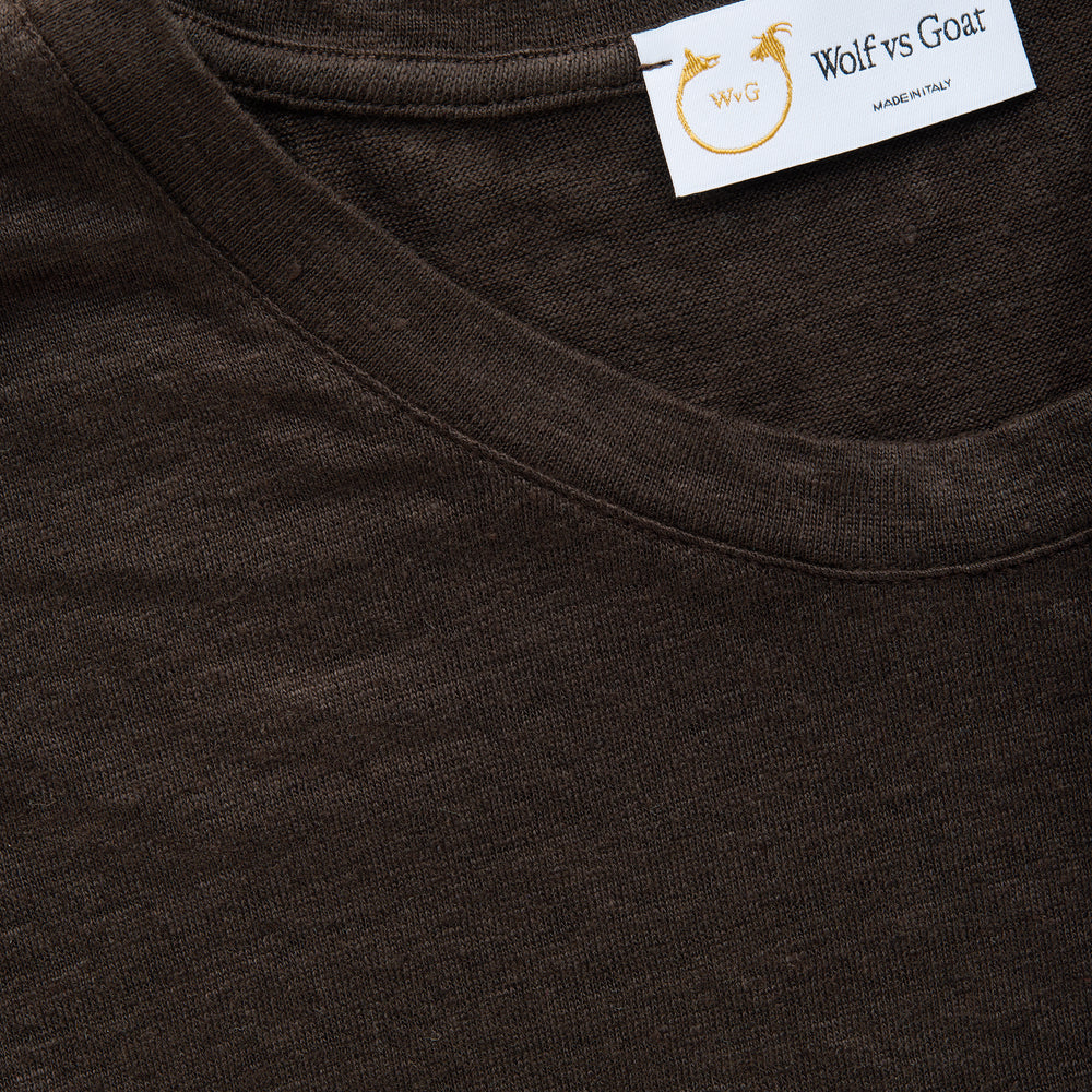 
                  
                    Short Sleeve Linen Crew Neck Tee Chocolate
                  
                
