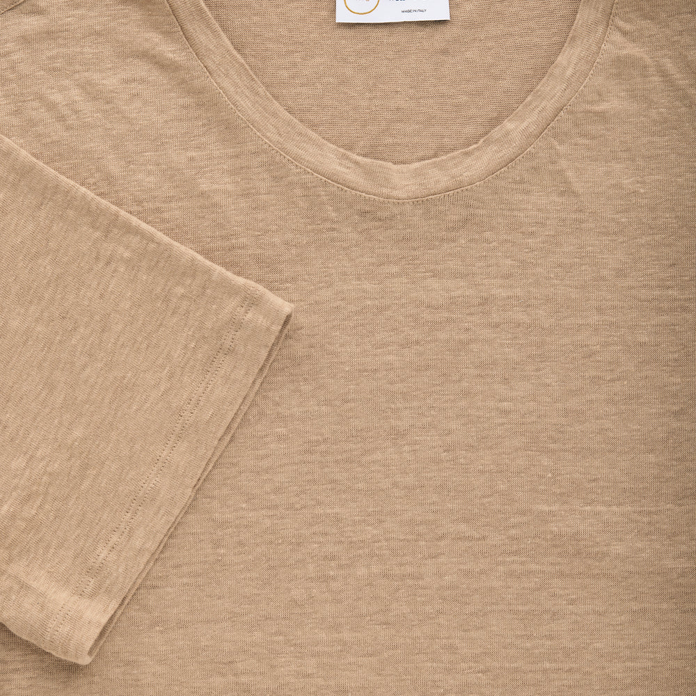 Short Sleeve Linen Crew Neck Tee Hazelnut