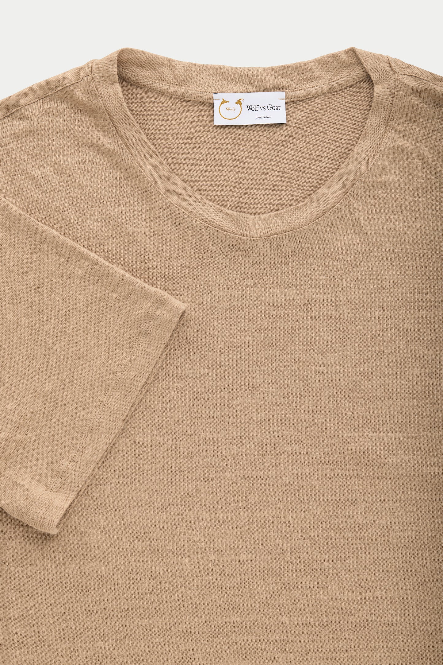 Short Sleeve Linen Crew Neck Tee Hazelnut