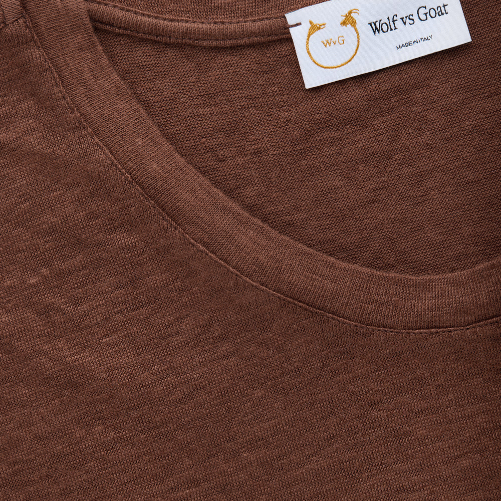 
                  
                    Short Sleeve Linen Crew Neck Tee Marrone
                  
                