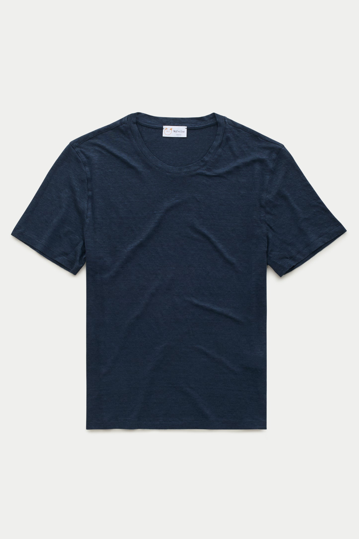 Short Sleeve Linen Crew Neck Tee Navy