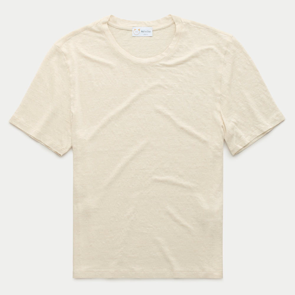 Short Sleeve Linen Crew Neck Tee Panna