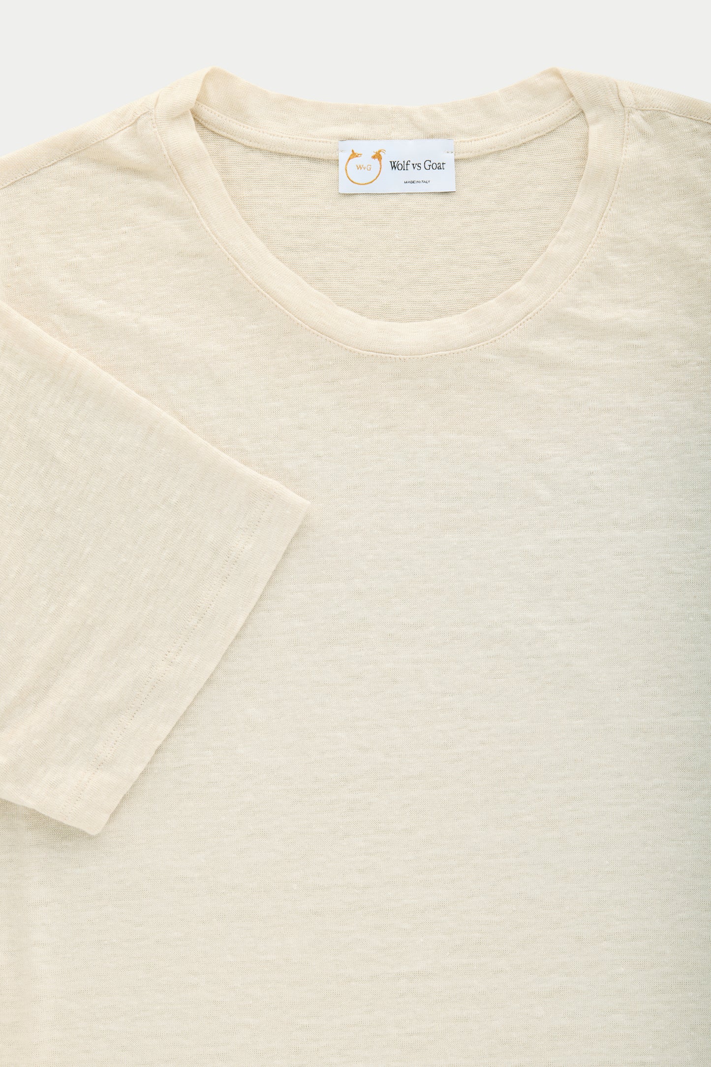 Short Sleeve Linen Crew Neck Tee Panna