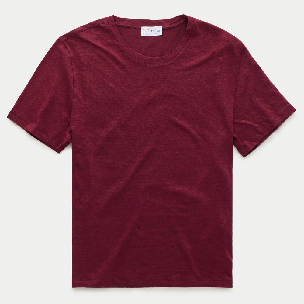 Short Sleeve Linen Crew Neck Tee Rosso