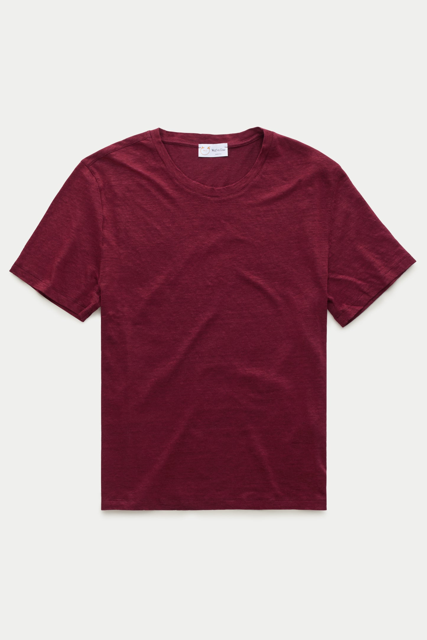Short Sleeve Linen Crew Neck Tee Rosso