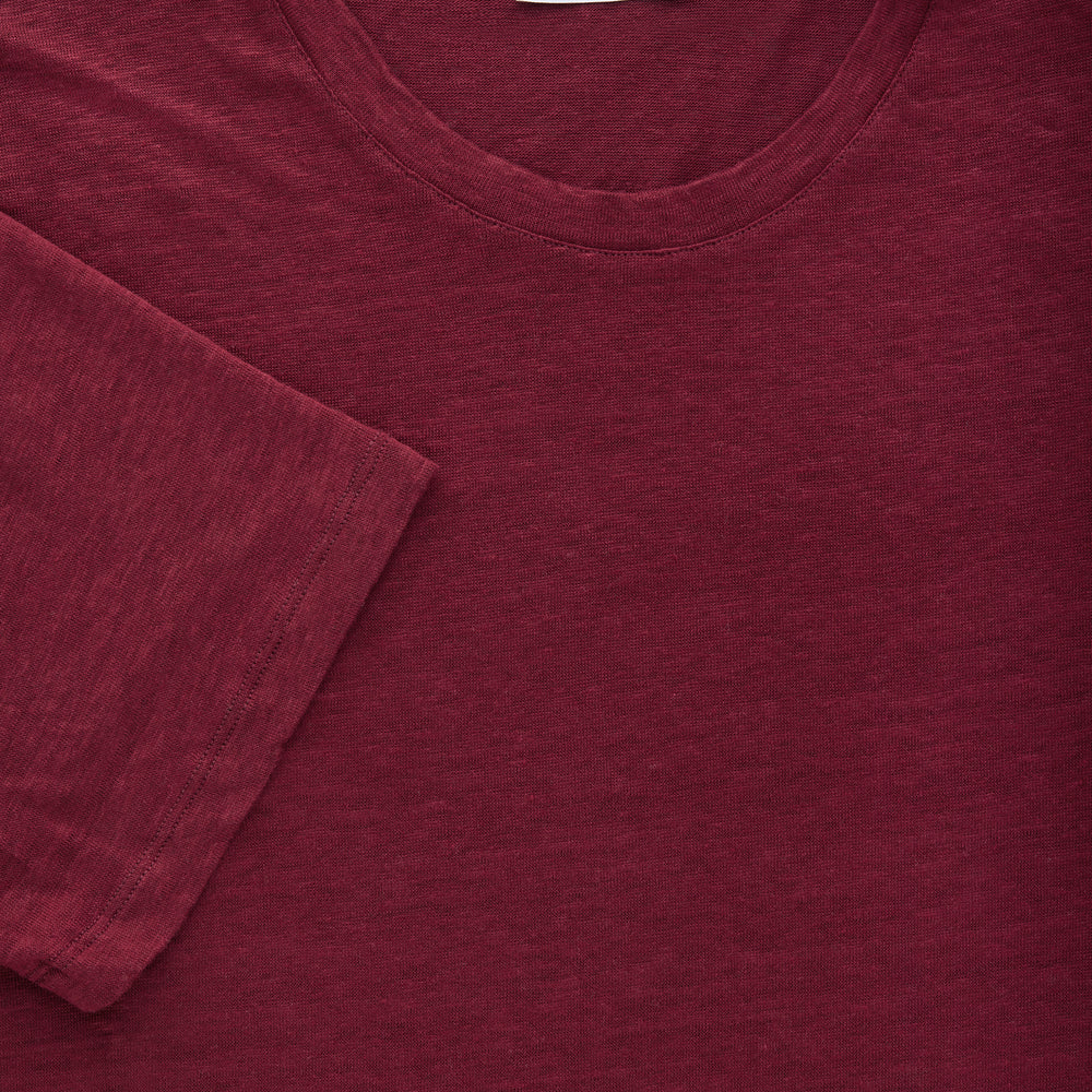 Short Sleeve Linen Crew Neck Tee Rosso