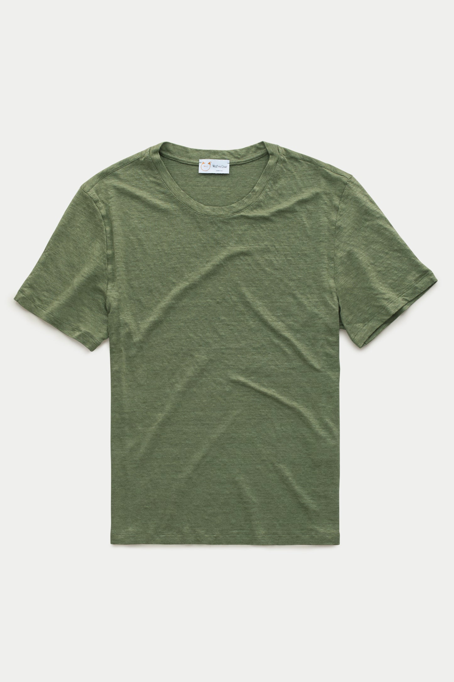 Short Sleeve Linen Crew Neck Tee Verde