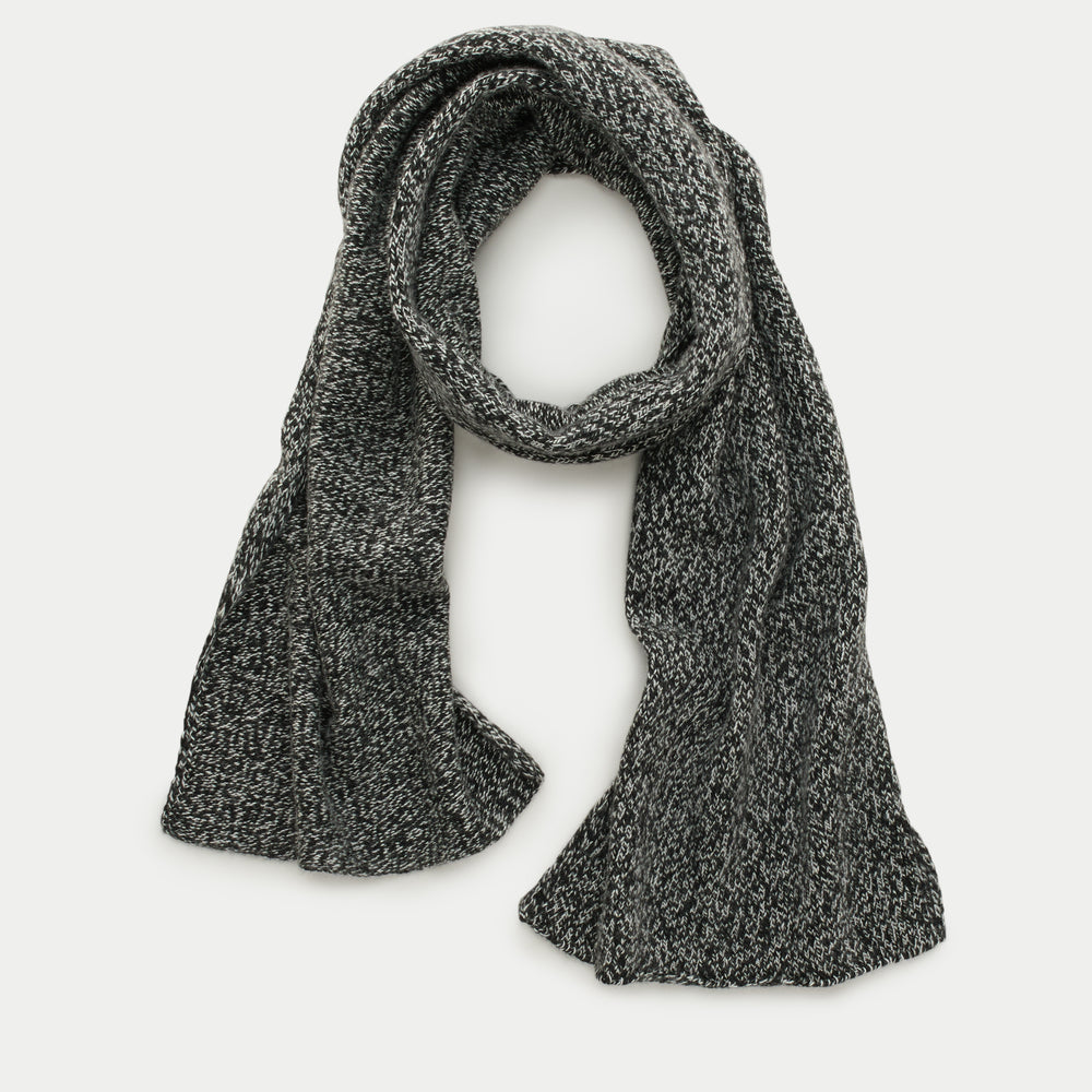 Knitted Maglia Rasata Cashmere Scarf Black Melange
