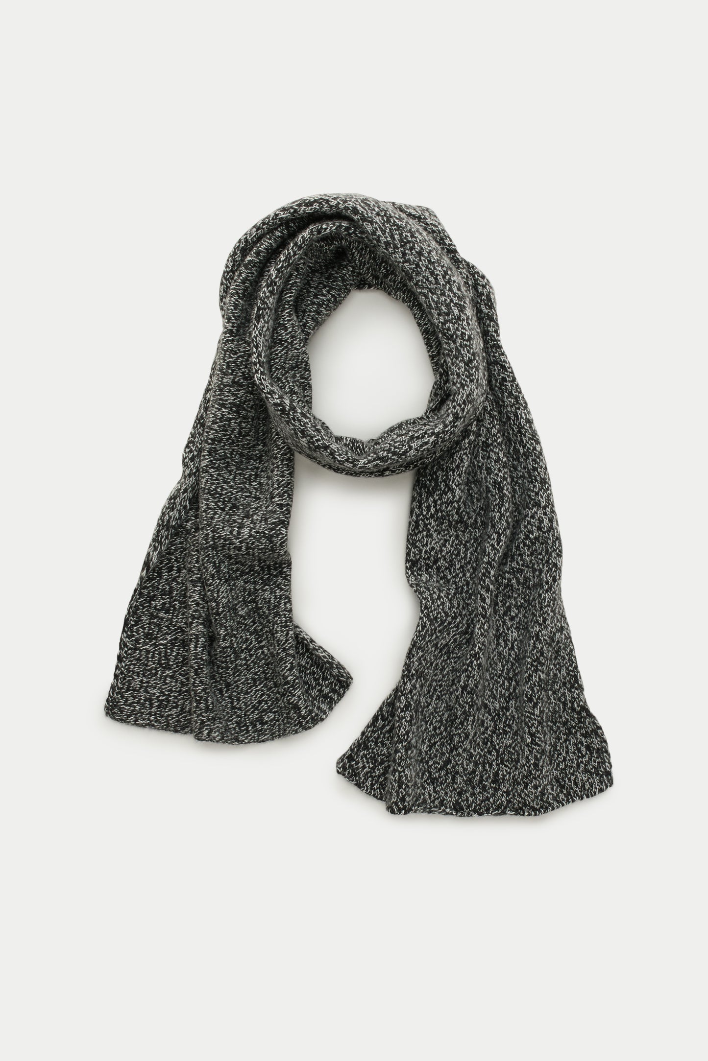 Knitted Maglia Rasata Cashmere Scarf Black Melange