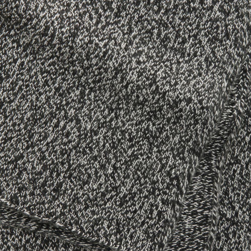 Knitted Maglia Rasata Cashmere Scarf Black Melange