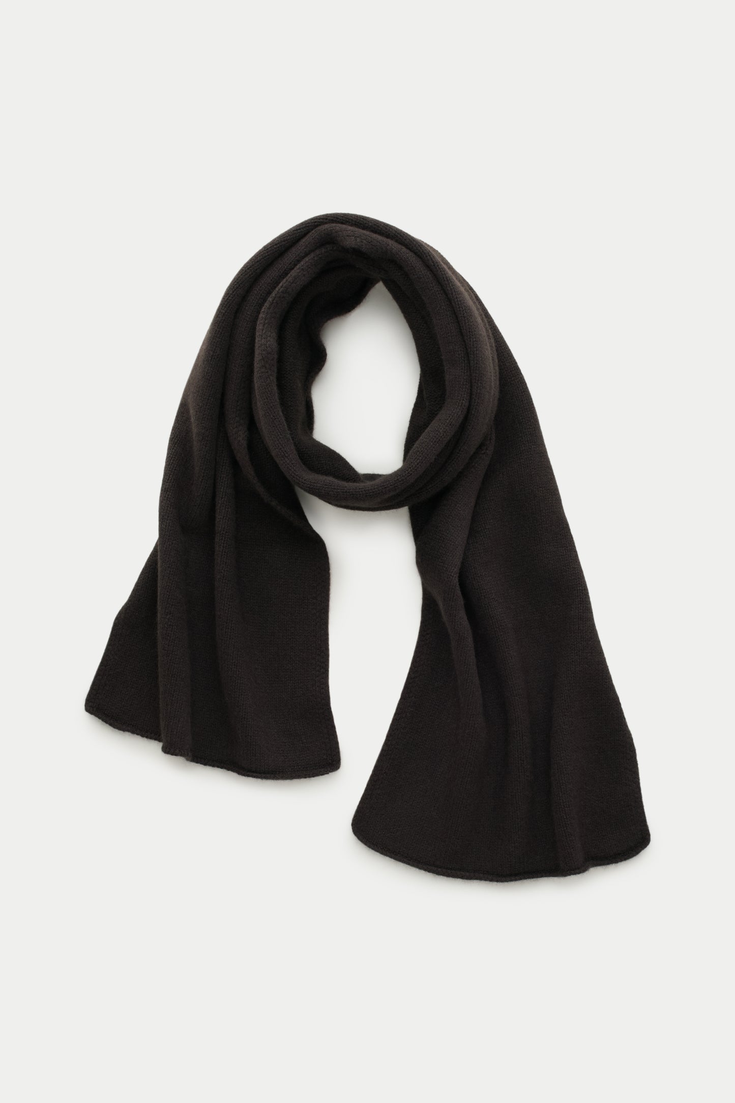 Knitted Maglia Rasata Cashmere Scarf Noir Chocolate