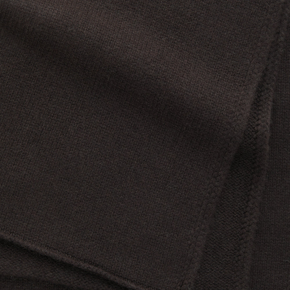 Knitted Maglia Rasata Cashmere Scarf Noir Chocolate