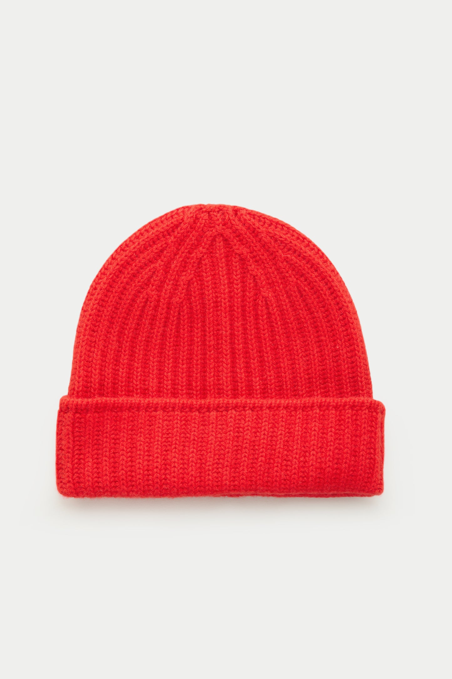 Wide Cuff Cashmere Beanie Pompeian Red