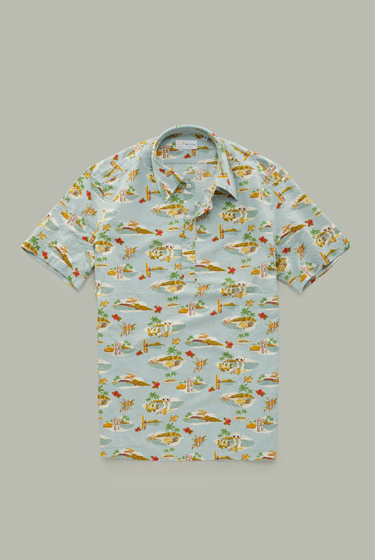 Parrots and Island Short Sleeve Pop-Over