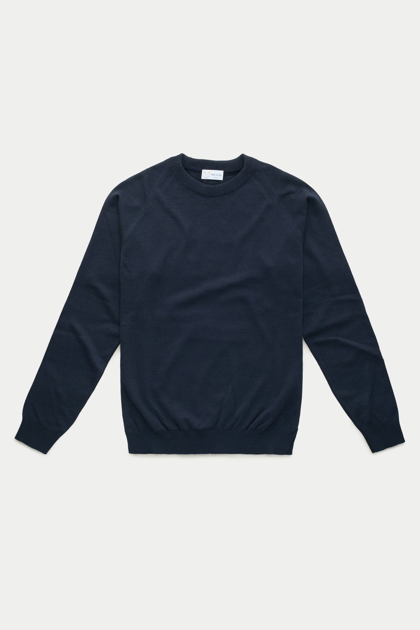 Platinum Wool Knitted Raglan Crewneck Navy