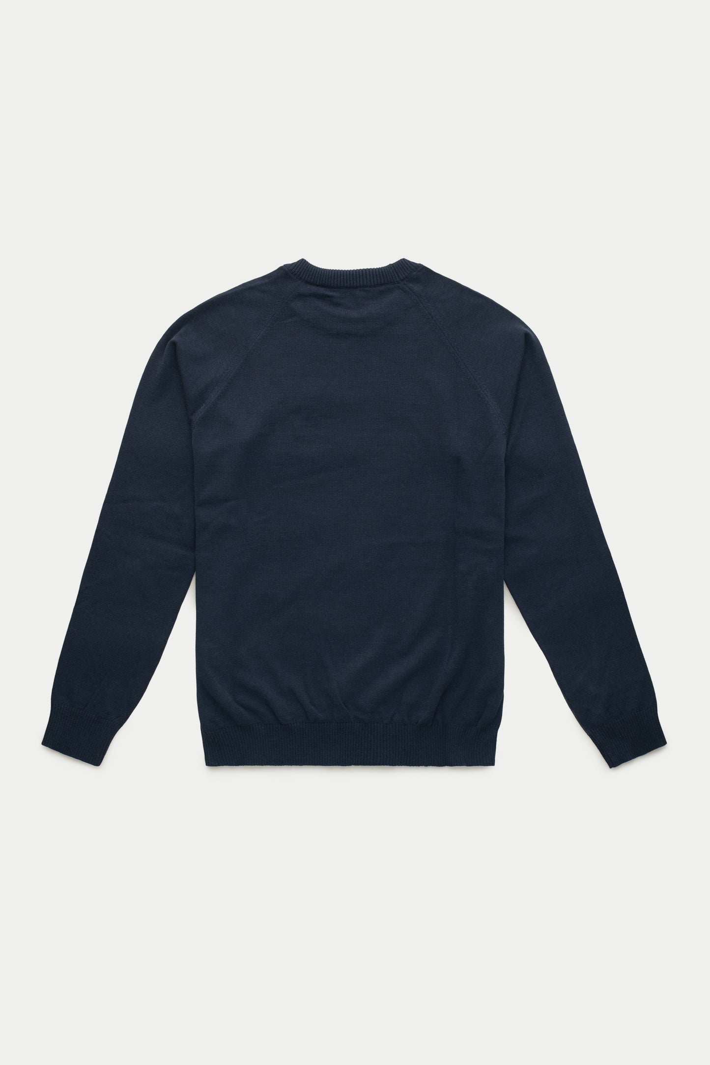 Platinum Wool Knitted Raglan Crewneck Navy