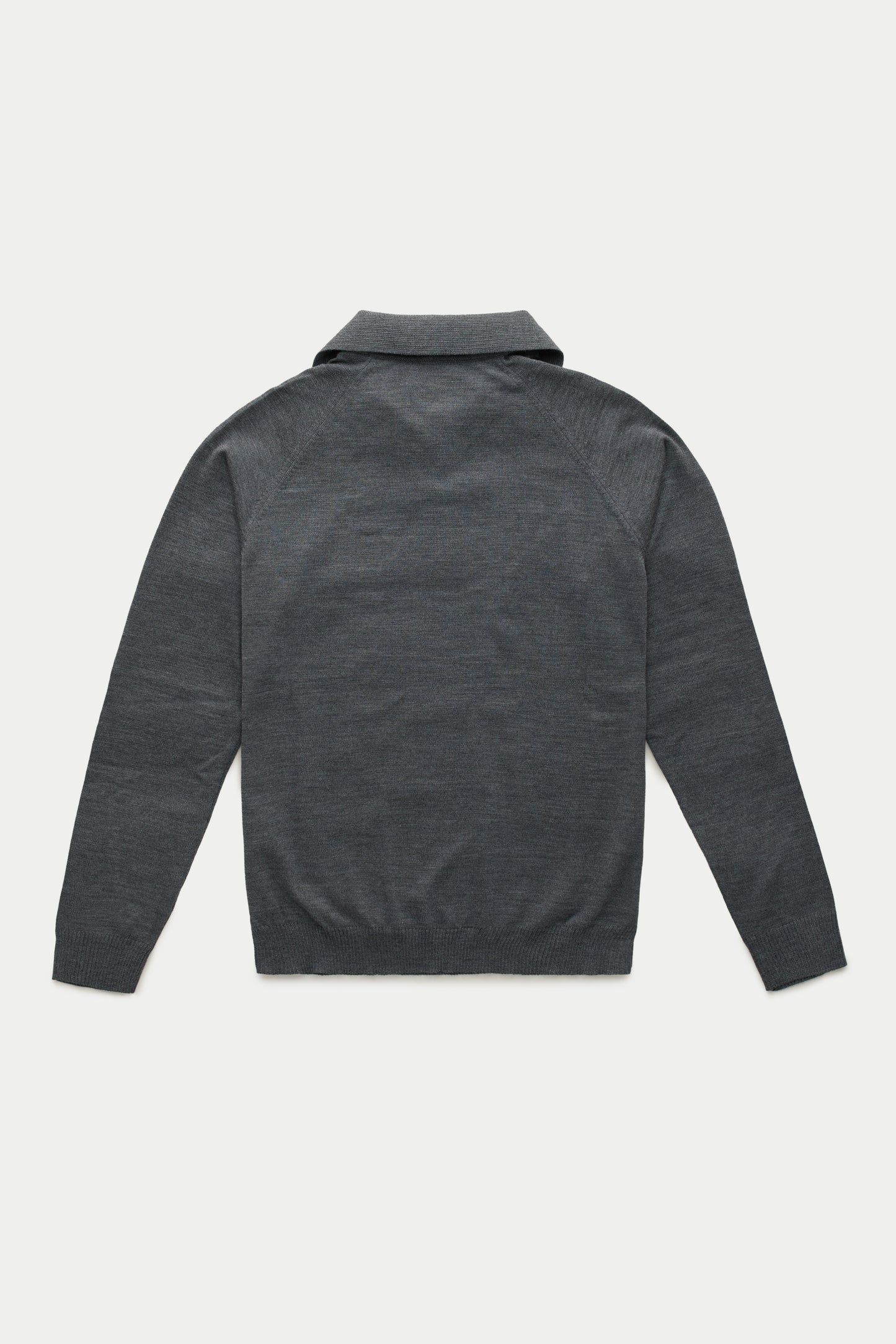 Platinum Wool Knitted Raglan Johnny Collar Polo Grey